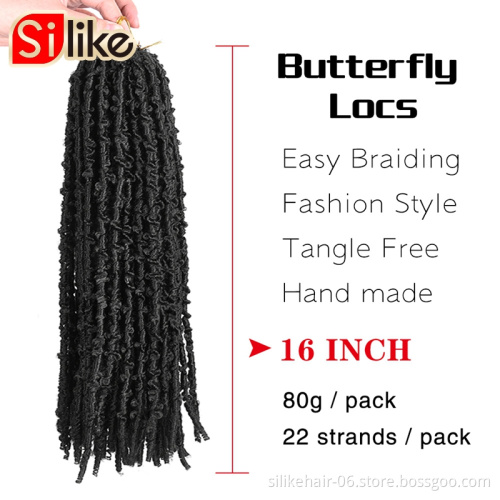 Faux Locs Crochet Braids Hair Black Messy Soft Butterfly locs 16inch  Distressed Butterfly Locs Crochet Hair Butterfly Bob